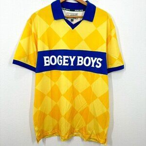 Bogey‎ Boys Bright Yellow Gold Technical Golf Shirt Lightweight Vibrant Preppy